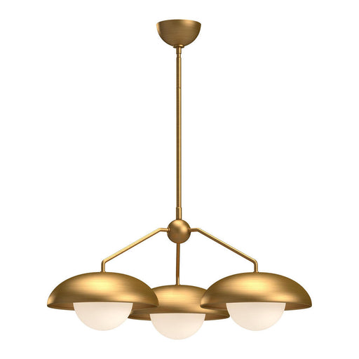 Rubio 28-in Aged Gold/opal Matte Glass 3 Lights Chandeliers | CH522328AGOP