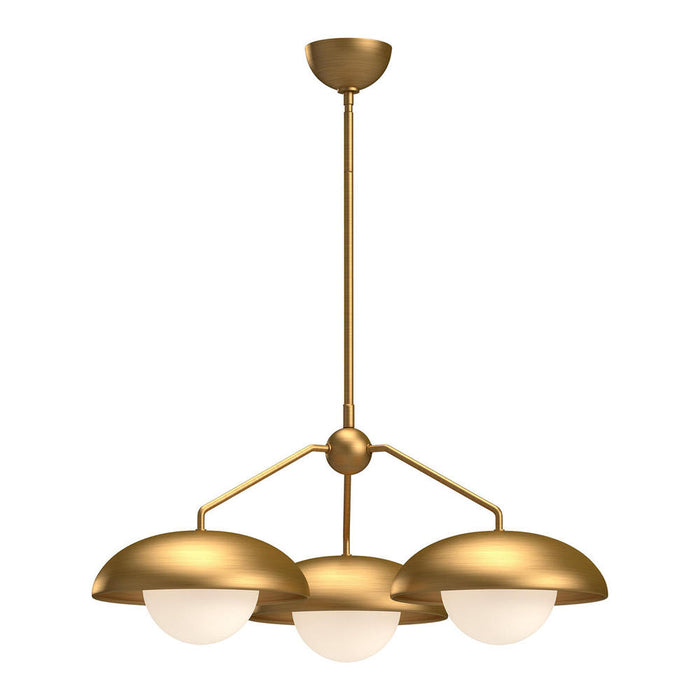 Rubio 28-in Aged Gold/opal Matte Glass 3 Lights Chandeliers | CH522328AGOP
