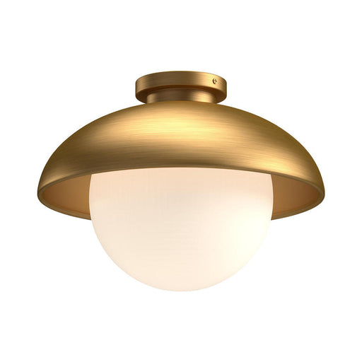 Rubio 12-in Aged Gold/opal Matte Glass 1 Light Flush Mount | FM522012AGOP