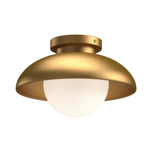 Rubio 16-in Aged Gold/opal Matte Glass 1 Light Flush Mount | FM522016AGOP