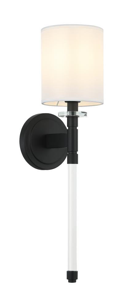 Matteo 1 LT 5"W "FAIRBURN" MATTE BLACK WALL Sconce / FABRIC SHADE E12 10W LED