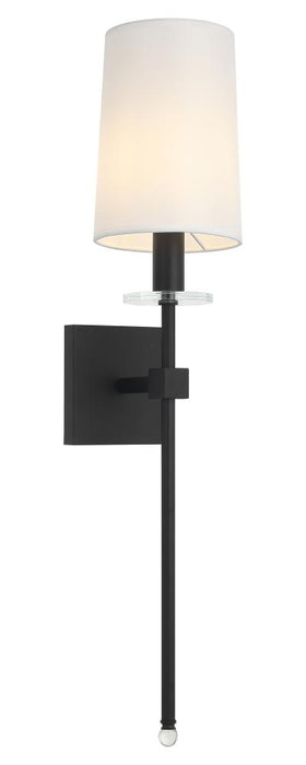 Matteo 1 LT 5.9"W "FAIRBURN" MATTE BLACK WALL Sconce / FABRIC SHADE E12 10W LED