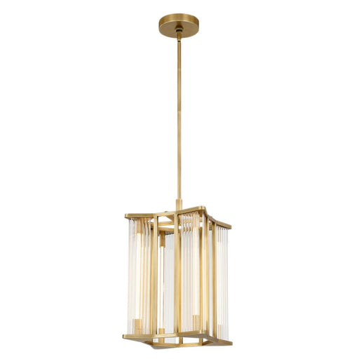 Alora Sabre 11-in Ribbed Glass/Vintage Brass LED Pendant