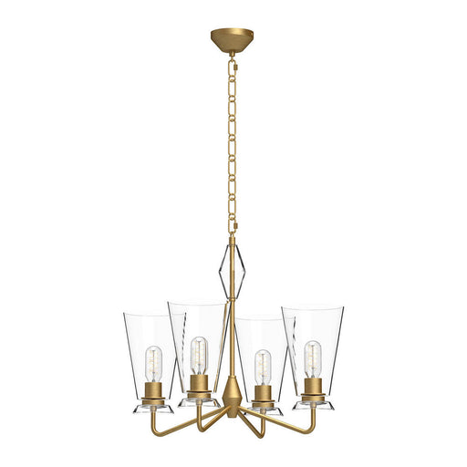 Alora Salem 23-in Brushed Gold/Clear Glass 4 Lights Chandeliers