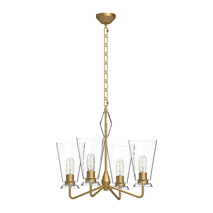 Salem 23-in Brushed Gold/clear Glass 4 Lights Chandeliers | CH570423BGCL