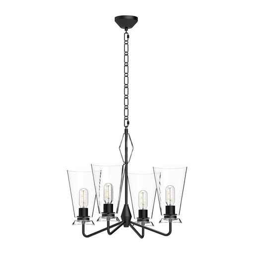 Salem 23-in Clear Glass/matte Black 4 Lights Chandeliers | CH570423MBCL