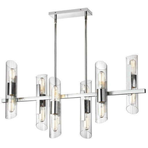  12 Light  Horiz Chandelier, Pc W/ Clear Fluted Glass | SAM-4012HC-PC