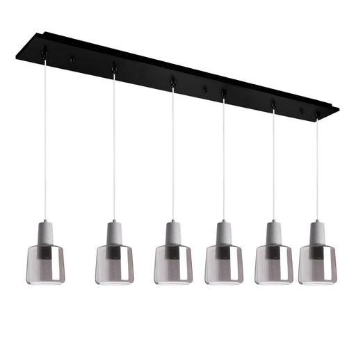 Samson 42-in Black/smoked Glass 6-light Multi Pendant | MP12506BKSM-06