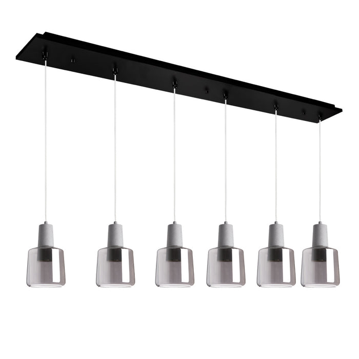 Samson 42-in Black/smoked Glass 6-light Multi Pendant | MP12506BKSM-06