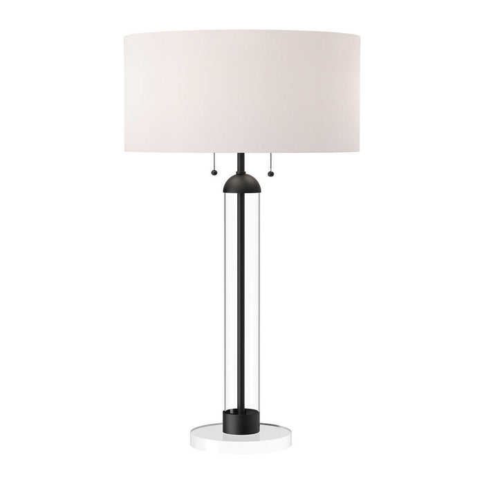 Sasha 18-in Matte Black/white Linen 2 Lights Table Lamp | TL567218MBWL