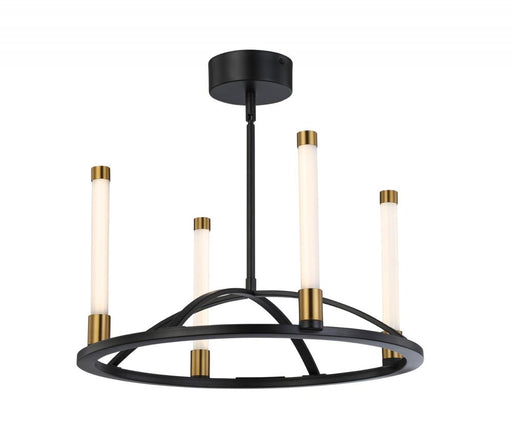 Artcraft Infiniti Collection 4-Light Integrated LED Chandelier, Matte Black & Brass