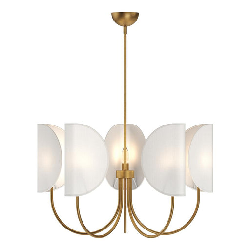 Alora Seno 32-in Aged Gold/White Cotton Fabric 5 Lights Chandeliers