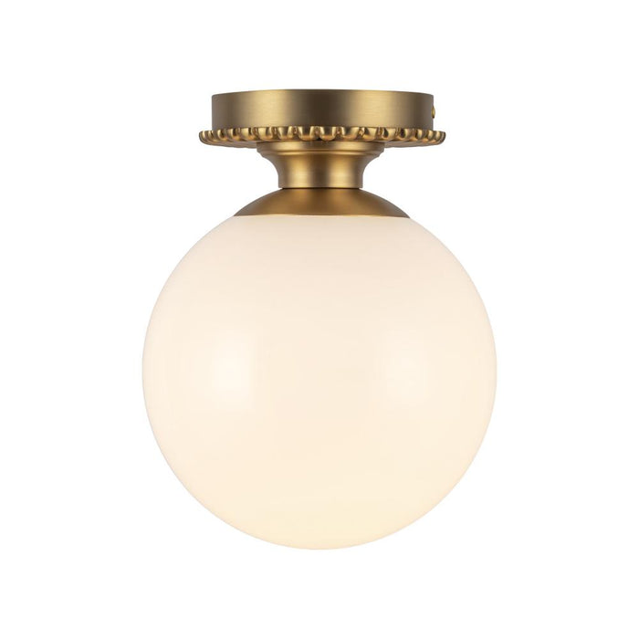 Otis 8-in Brushed Gold/glossy Opal Glass Socket Semi-flush Mount | SF430108BGGO
