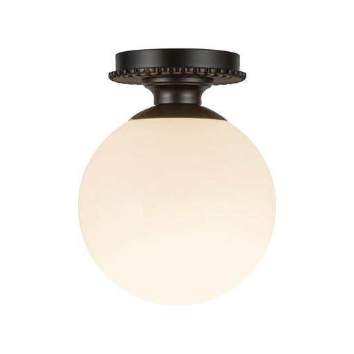 Otis 8-in Matte Black/glossy Opal Glass Socket Semi-flush Mount | SF430108MBGO