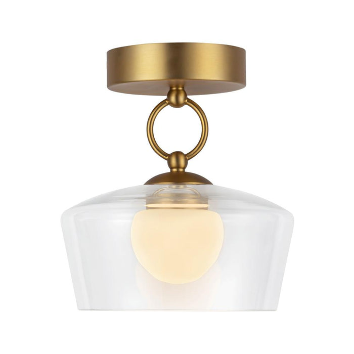 Leota 8-in Brushed Gold/clear Glass Led Semi-flush Mount | SF443308BGCL-UNV