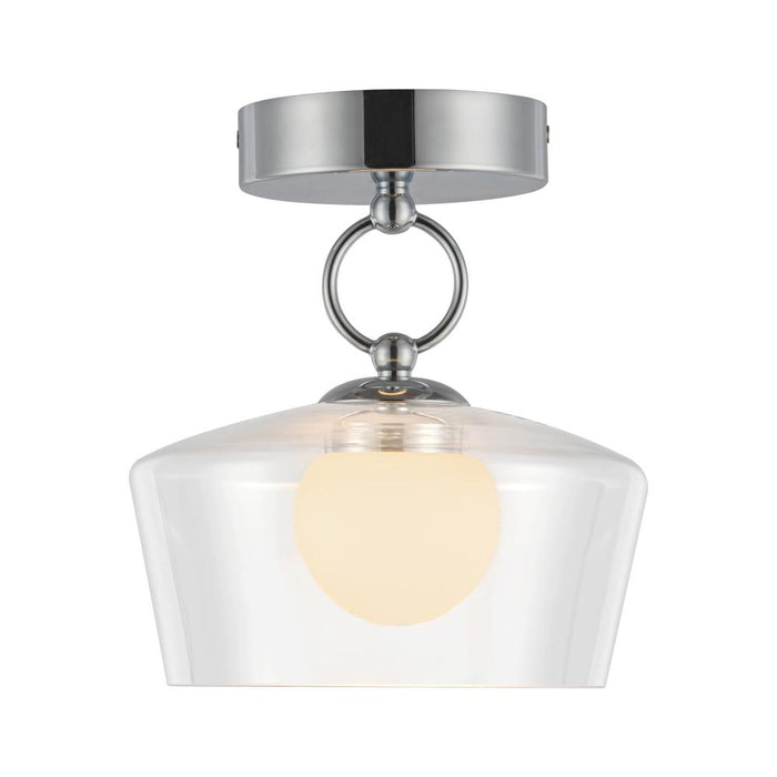 Leota 8-in Chrome/clear Glass Led Semi-flush Mount | SF443308CHCL-UNV