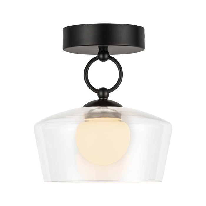 Leota 8-in Matte Black/clear Glass Led Semi-flush Mount | SF443308MBCL-UNV