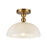 Paisley 12-in Brushed Gold/glossy Opal Glass Socket Semi-flush Mount | SF459012BGGO