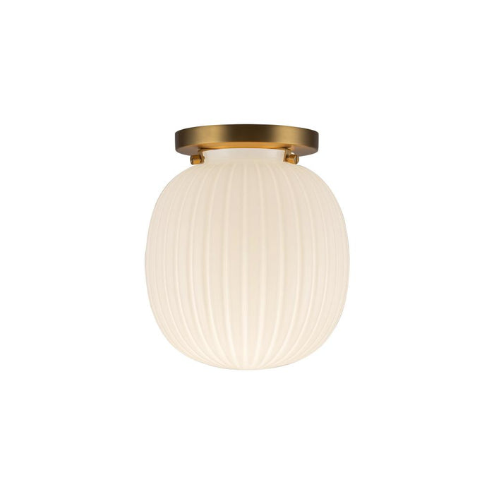 Cherise 7-in Brushed Gold/glossy Ribbed Opal Glass Socket Semi-flush Mount | SF579107BGGR