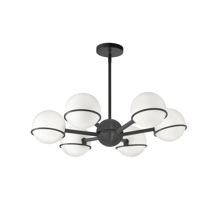 Dainolite 6 Lights Halogen Chandelier, MB with WH Opal Glass