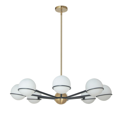 Dainolite 8 Lights Halogen Chandelier, MB/AGB with WH Opal Glass