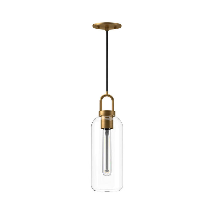 Alora Soji 5-in Aged Gold/Clear Glass 1 Light Pendant