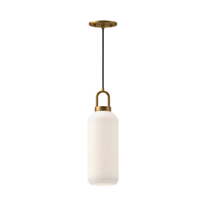 Alora Soji 5-in Aged Gold/Opal Matte Glass 1 Light Pendant