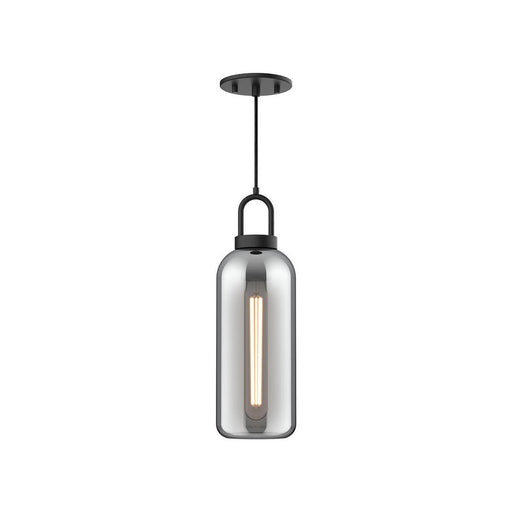 Soji 5-in Matte Black/smoked Solid Glass 1 Light Pendant | PD401505MBSM