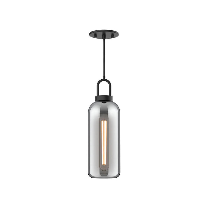 Soji 5-in Matte Black/smoked Solid Glass 1 Light Pendant | PD401505MBSM