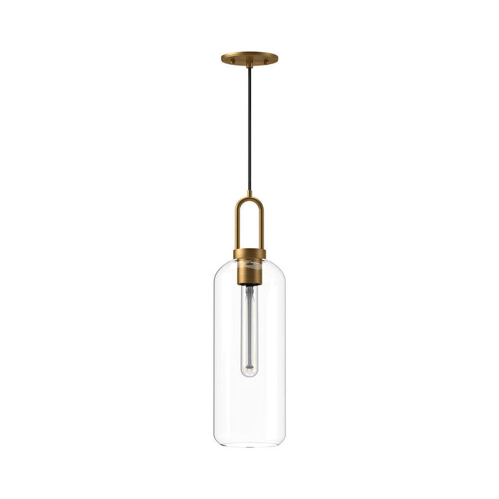 Alora Soji 6-in Aged Gold/Clear Glass 1 Light Pendant