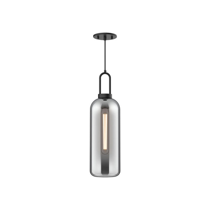 Soji 6-in Matte Black/smoked Solid Glass 1 Light Pendant | PD401606MBSM