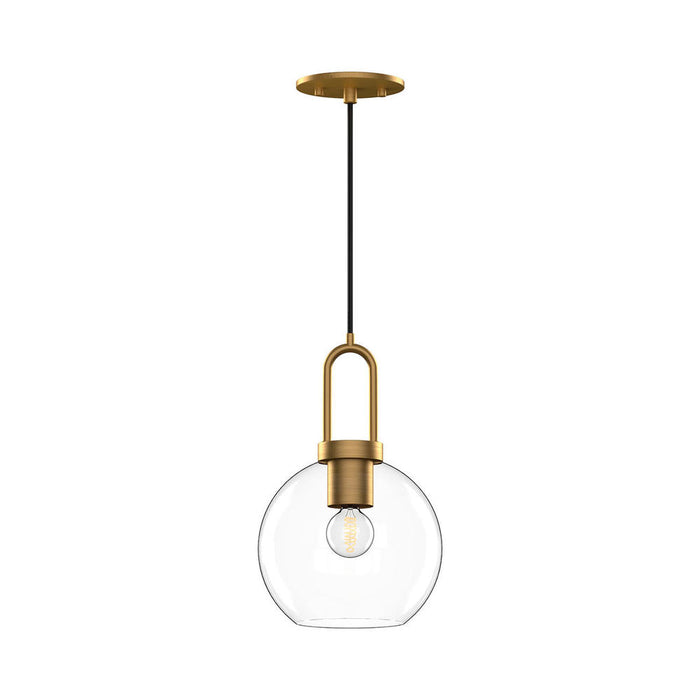 Alora Soji 8-in Aged Gold/Clear Glass 1 Light Pendant