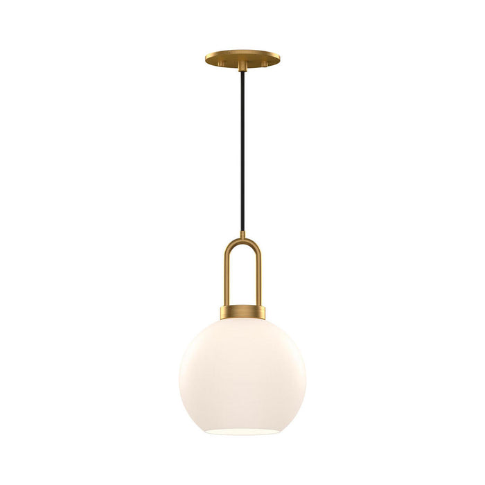 Alora Soji 8-in Aged Gold/Opal Matte Glass 1 Light Pendant