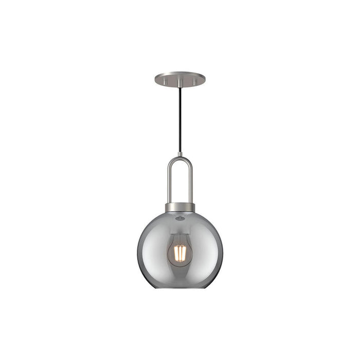 Alora Soji 8-in Brushed Nickel/Smoked Solid Glass 1 Light Pendant