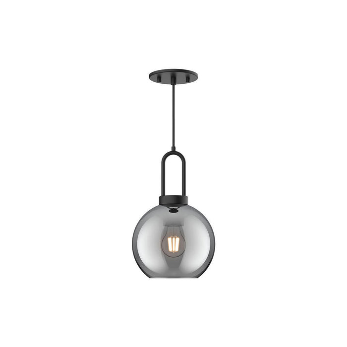 Soji 8-in Matte Black/smoked Solid Glass 1 Light Pendant | PD601608MBSM