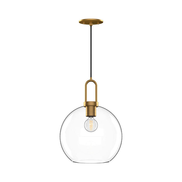 Alora Soji 10-in Aged Gold/Clear Glass 1 Light Pendant