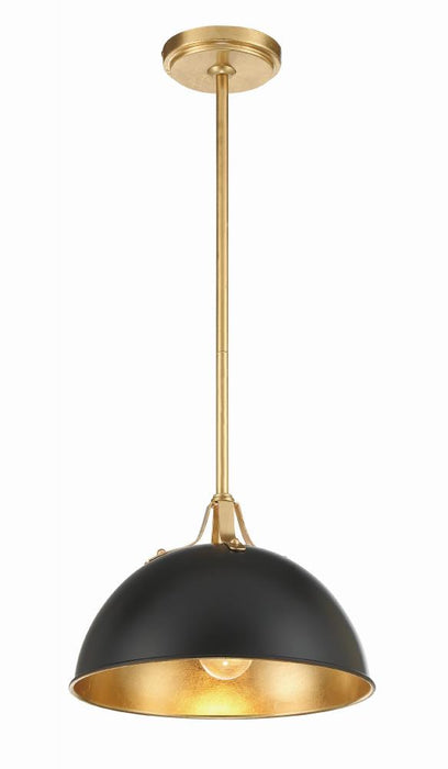 Crystorama Soto 1 Light Matte Black + Antique Gold Mini Pendant