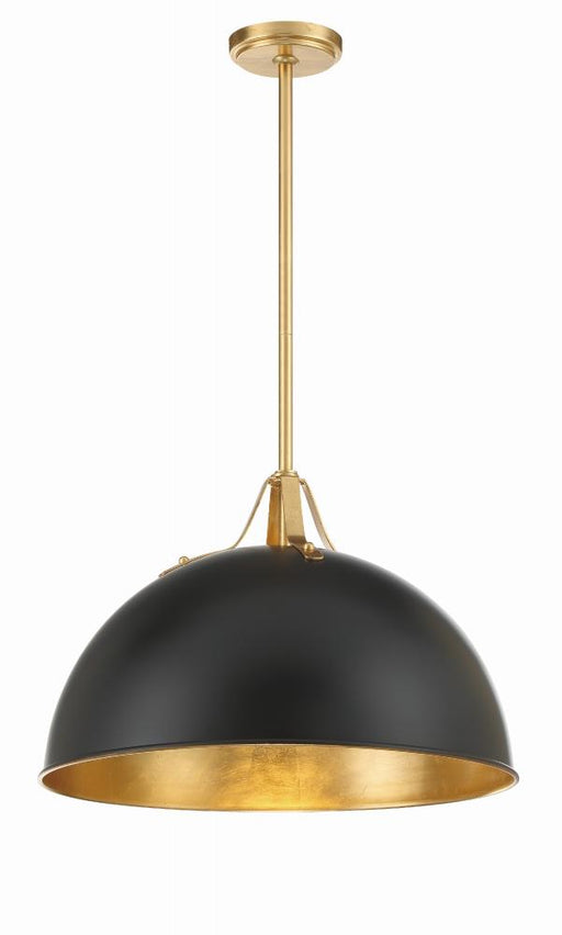 Crystorama Soto 1 Light Matte Black + Antique Gold Pendant