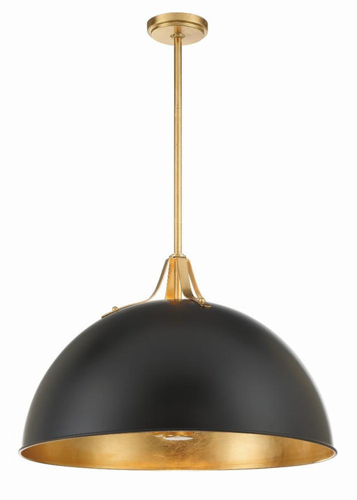 Crystorama Soto 3 Light Matte Black + Antique Gold Pendant