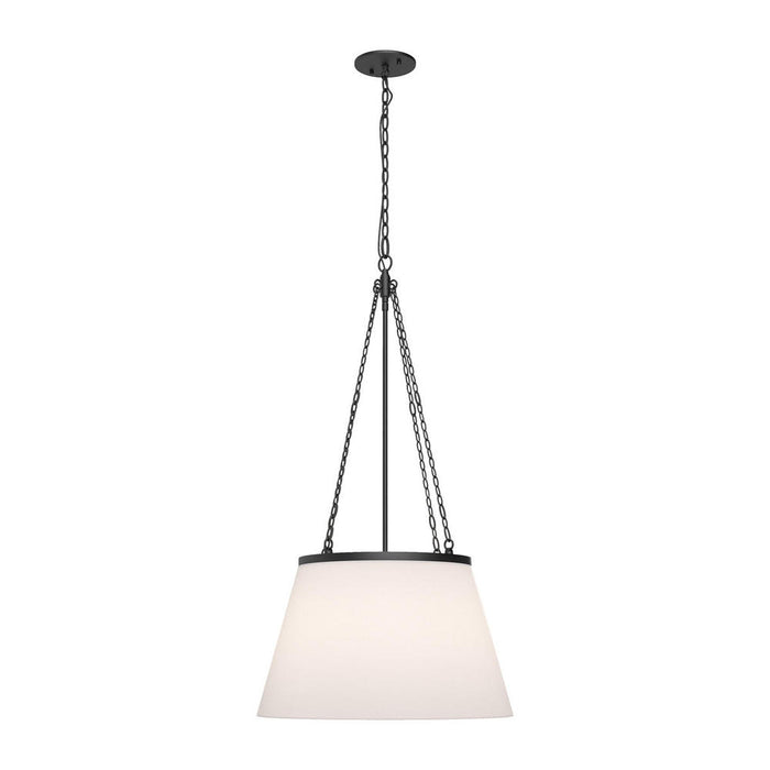 Speakeasy 18-in Matte Black/white Linen 1 Light Pendant | PD544517MBWL