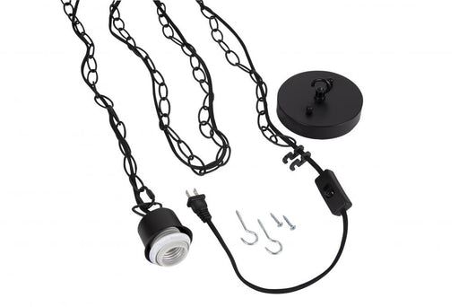 Craftmade Swag Hardware Kit 15' Black Cloth Cord w/Socket, Chain and Canopy in Flat Black