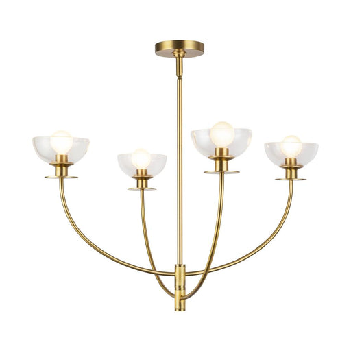 Alora Sylvia 26-in Brushed Gold/Clear Glass 4 Lights Chandelier