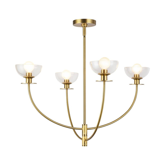 Sylvia 26-in Brushed Gold/clear Glass 4 Lights Chandelier | CH515226BGCL
