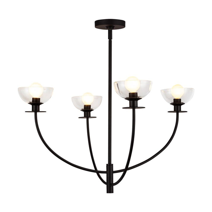 Sylvia 26-in Matte Black/clear Glass 4 Lights Chandelier | CH515226MBCL