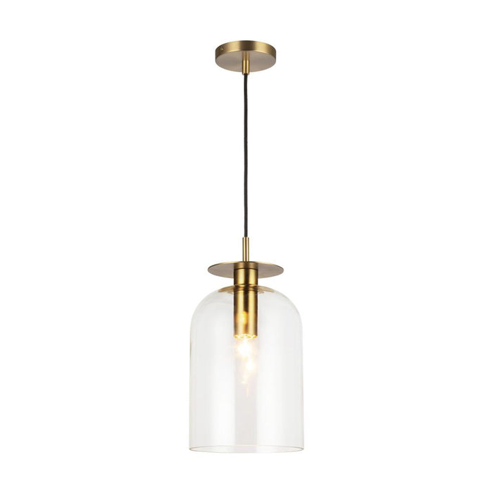 Sylvia 8-in Brushed Gold/clear Glass 1 Light Pendant | PD515408BGCL