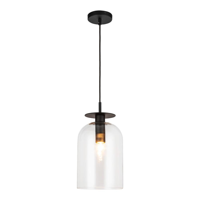 Sylvia 8-in Matte Black/clear Glass 1 Light Pendant | PD515408MBCL