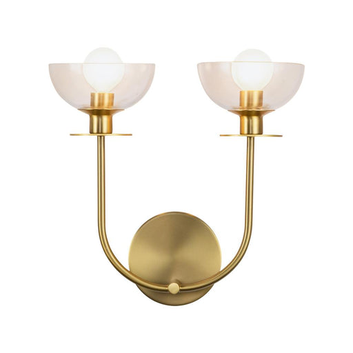 Alora Sylvia 12-in Brushed Gold/Clear Glass 2 Lights Wall Vanity