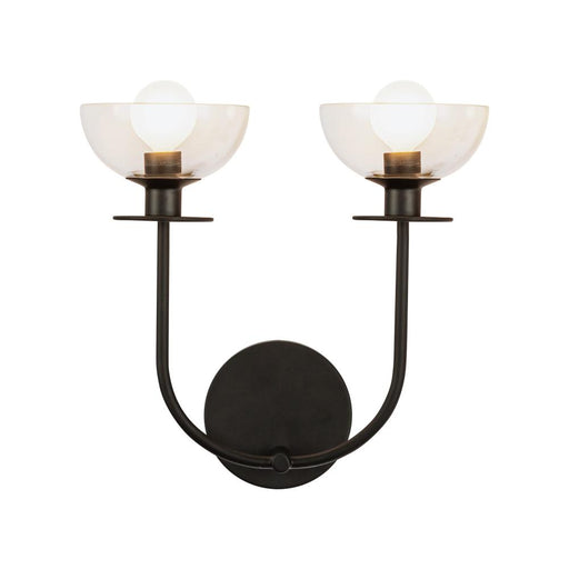 Sylvia 12-in Matte Black/clear Glass 2 Lights Wall Vanity | WV515212MBCL