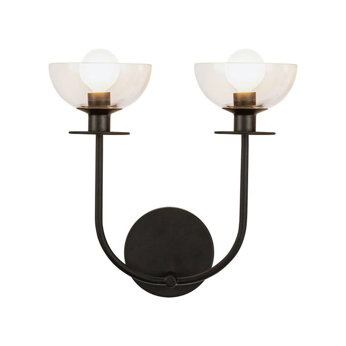 Sylvia 12-in Matte Black/clear Glass 2 Lights Wall Vanity | WV515212MBCL
