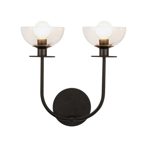 Alora Sylvia 12-in Matte Black/Clear Glass 2 Lights Wall Vanity